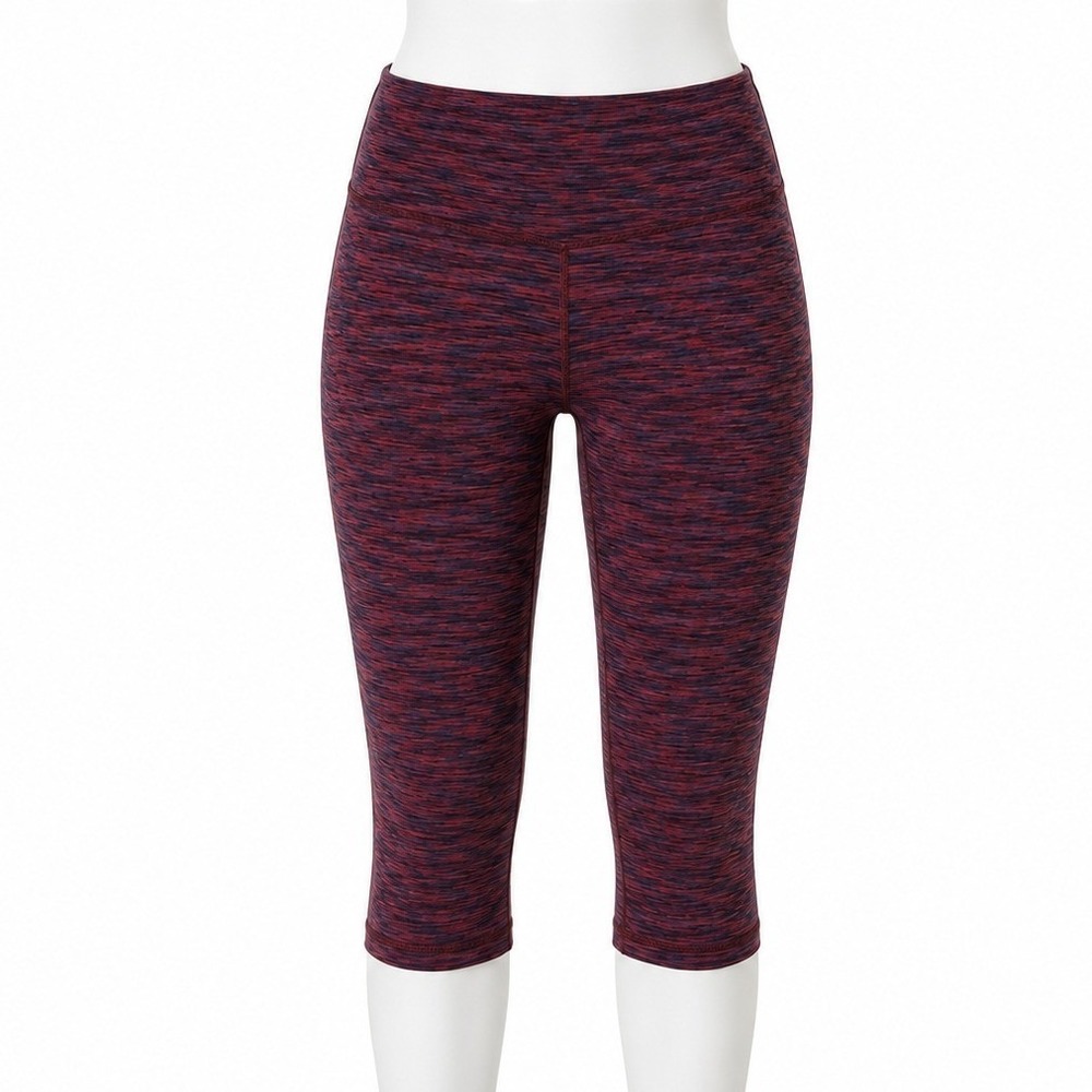 Alo Yoga Leggings Women Small Burgundy Space Dye High Rise Crop Athletic Yoga